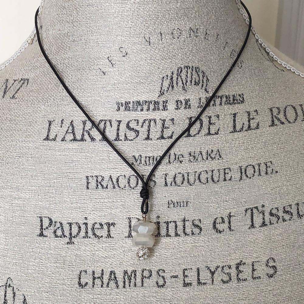 Faceted Chalcedony & Swarovski Crystal Necklace